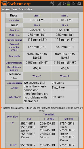 Wheel Tire Calculator screenshot