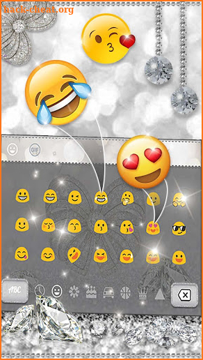 White Gold diamond bow Keyboard Theme screenshot