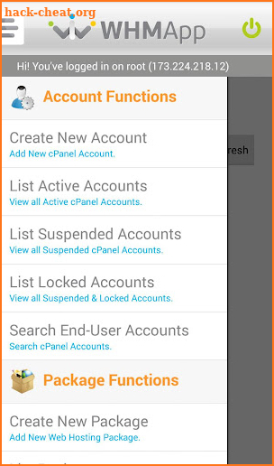 WHM App for Root & Reseller screenshot