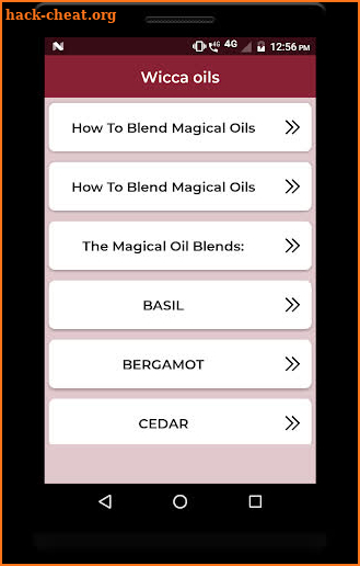 Wicca oils screenshot