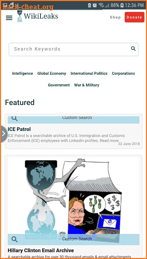 Wikileaks Android screenshot