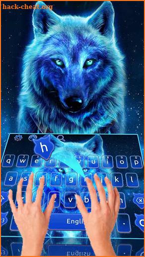 Wild Cyan Neon Wolf Keyboard Theme screenshot