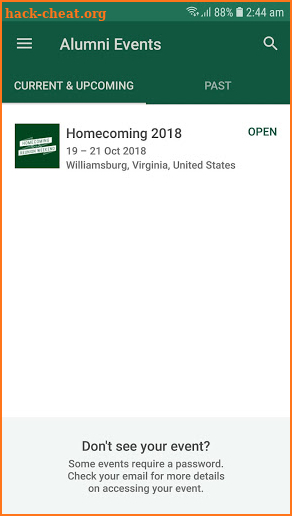 William & Mary Alumni Events screenshot