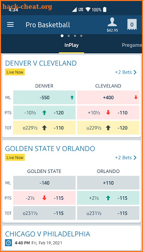 William Hill Nevada Sportsbook screenshot