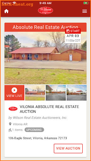 Wilson Auctioneers screenshot