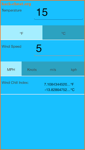 Windchill Calculator screenshot