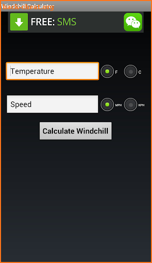 Windchill Calculator screenshot