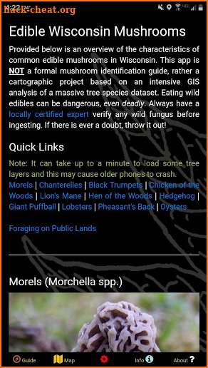 Wisconsin Mushroom Forager Map Morels Chanterelles screenshot