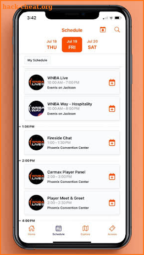 WNBA Events App screenshot