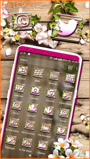 Wooden Flower Vine Launcher Theme screenshot