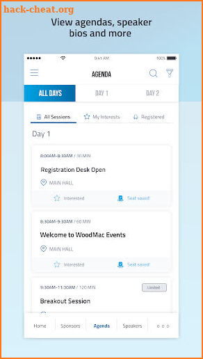 WoodMac Events screenshot