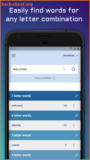 WordFinder: Unscramble words - solve anagrams screenshot