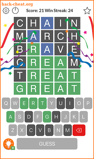 Wordlegend: 5-letter puzzle screenshot