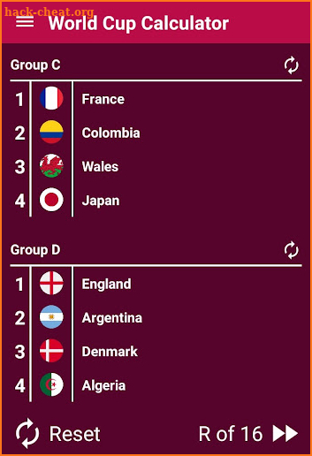 World Cup 2022 - Bracket - Calculator (Qatar) screenshot