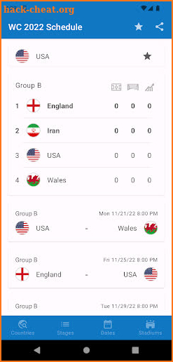 World Cup 2022 Schedule screenshot