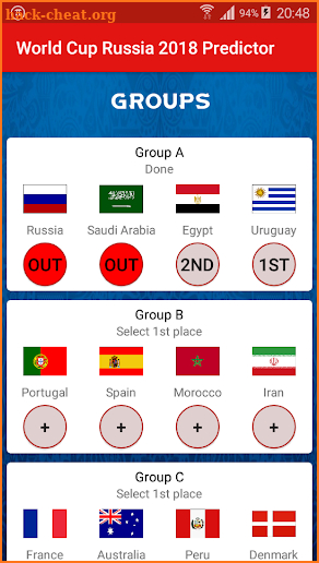 World Cup Russia 2018 Predictor screenshot