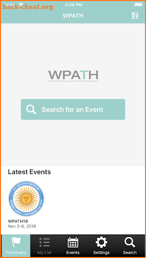 WPATH Events screenshot