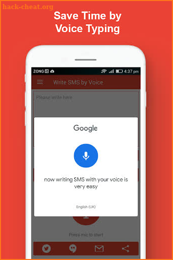 Write SMS by Voice: Audio Messages into Text App screenshot