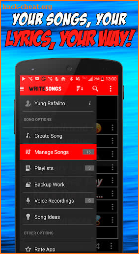 Write Songs Songwriting Lyrics screenshot