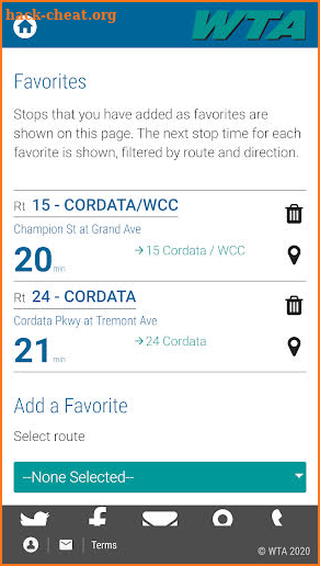 WTA BusTracker screenshot