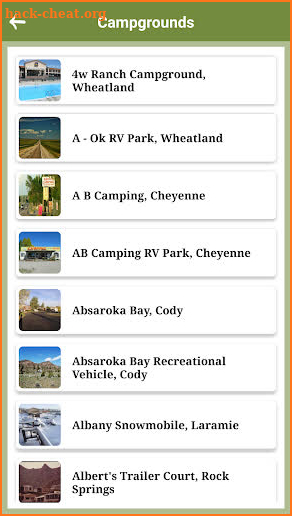 Wyoming Campgrounds screenshot