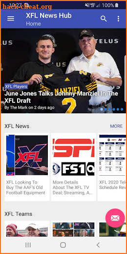 XFL News Hub screenshot