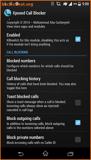 Xposed Call Blocker Unlock Key screenshot