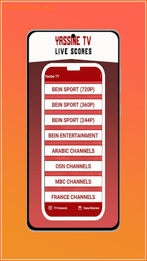 Yacin TV Scores match screenshot