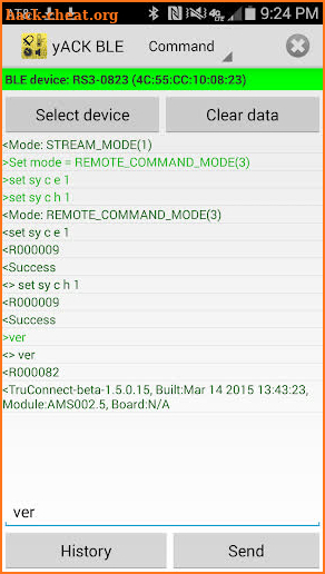 yACK BLE screenshot