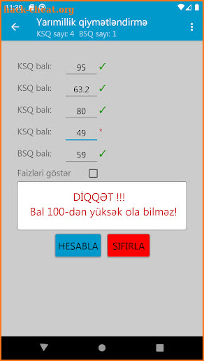 Yarımillik və İllik qiymətləndirmə screenshot