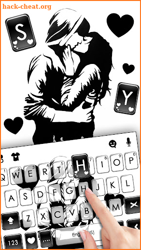 Young Couple Kiss Keyboard Background screenshot