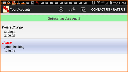Your Accounts Checkbook screenshot