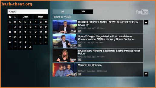 YouTube for Google TV screenshot