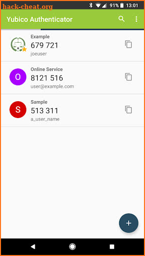 Yubico Authenticator screenshot