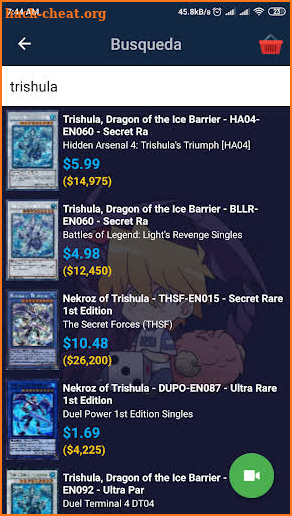 Yugiprices screenshot