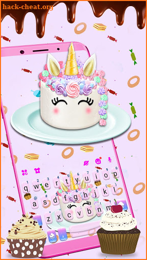 Yummy Unicorn Cake Keyboard Theme screenshot