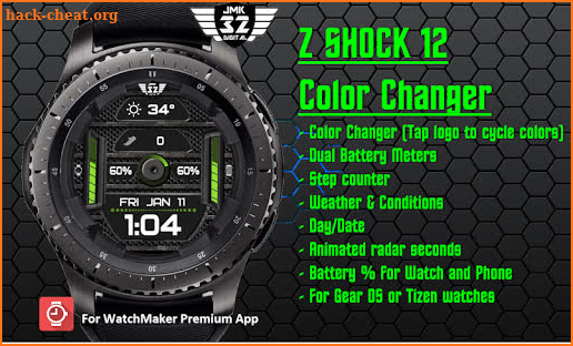 Z SHOCK 12 color changer watchface for WatchMaker screenshot