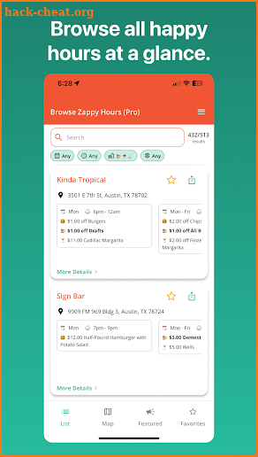 Zappy: Happy Hour Finder screenshot