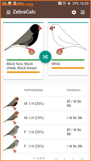 ZebraCalc: Zebra Finch Variations screenshot