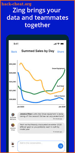 Zing Data - visual SQL and chat screenshot