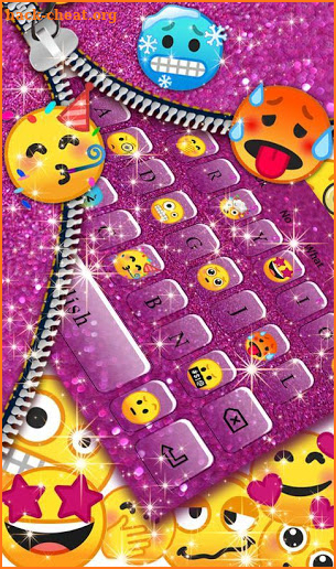 Zipper Sparkling Emoji Keyboard Theme screenshot