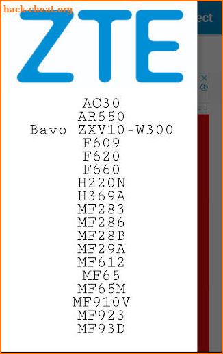 ZTE routers setup and connect screenshot