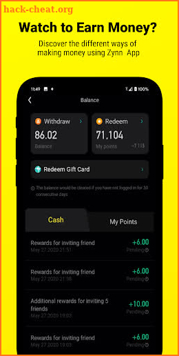 Zynn Tips : How to use and earn money screenshot