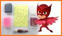 pj heroes masks coloring glitter related image