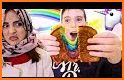 Magic rainbow grilled cheese sandwich making food related image