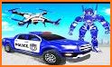 Flying Police Drone Robot Car Transform Robot Game related image