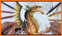 Coloring book for dragon related image