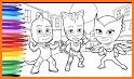 pj superhero masks coloring game related image