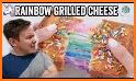 Magic rainbow grilled cheese sandwich making food related image