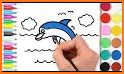 Dolphin and fish coloring book related image